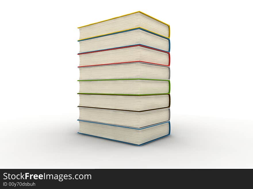 Pile of books - isolated on white background - photorealistic 3d render