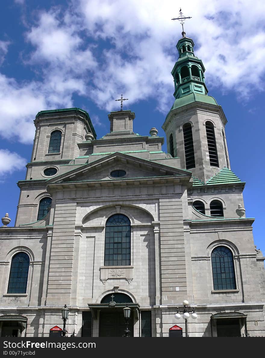 Facade of the historic cathedral in Quebec City, Quebec, Canada. Facade of the historic cathedral in Quebec City, Quebec, Canada.