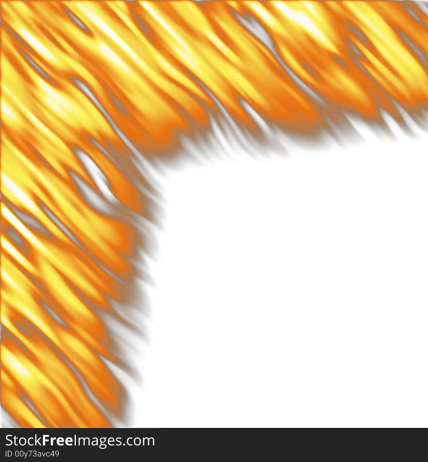 Flames covering one corner, isolated over white. Flames covering one corner, isolated over white