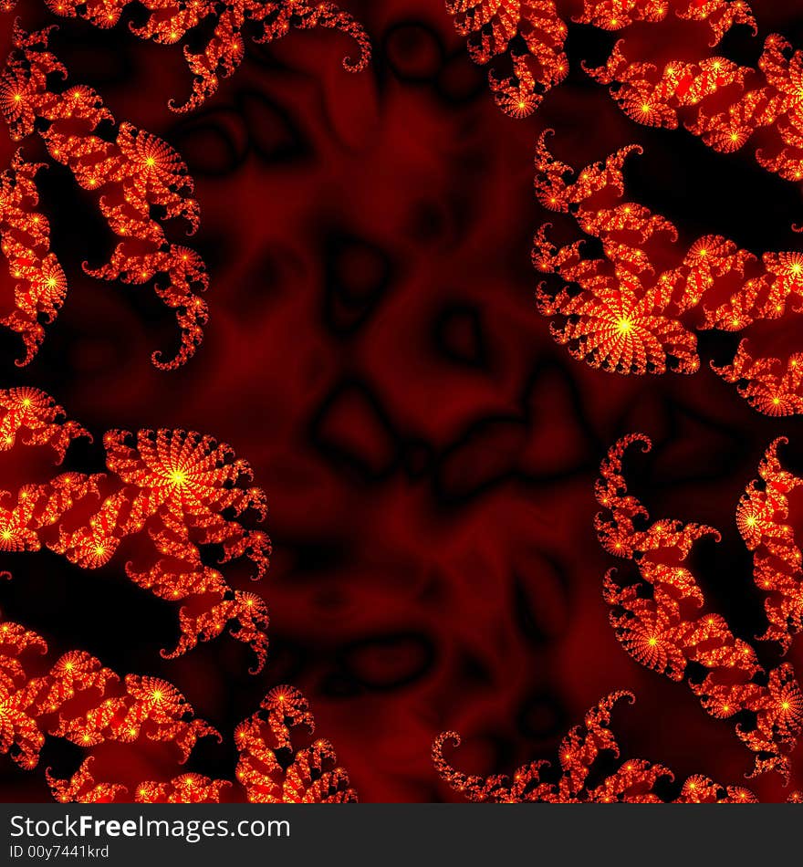 Abstract fire with julia fractal as frame and dark flames in the background. Abstract fire with julia fractal as frame and dark flames in the background.