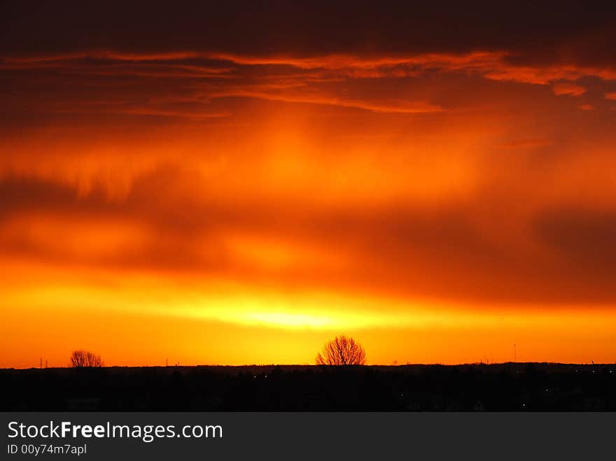 Scatting lights behind the clouds. Scatting lights behind the clouds