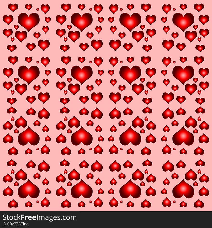 Seamless tileable background tile with many hearts. Seamless tileable background tile with many hearts