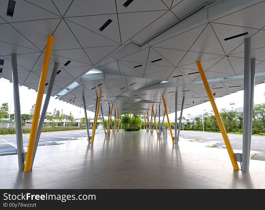 Walkway at changi airport terminal 3 in singapore. Walkway at changi airport terminal 3 in singapore