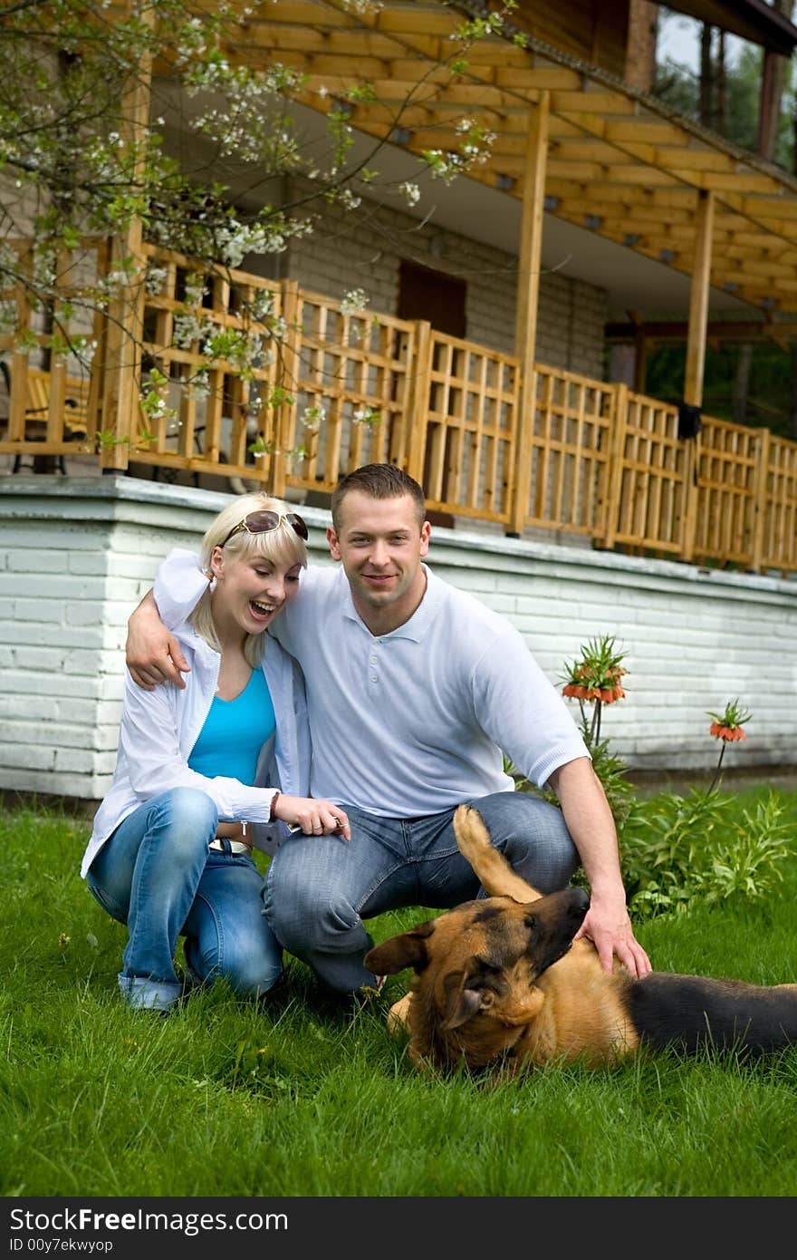 Young family at the house