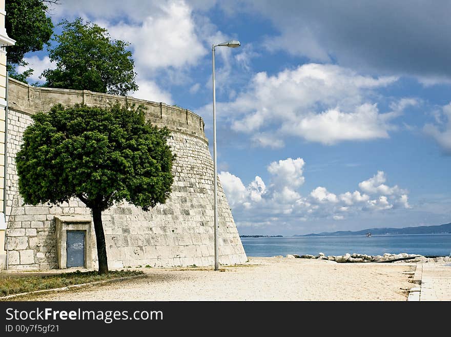 Ancient city wall of zadar in croatia