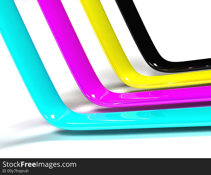 3D Abstract background with Cyan Magenta Yellow blacK