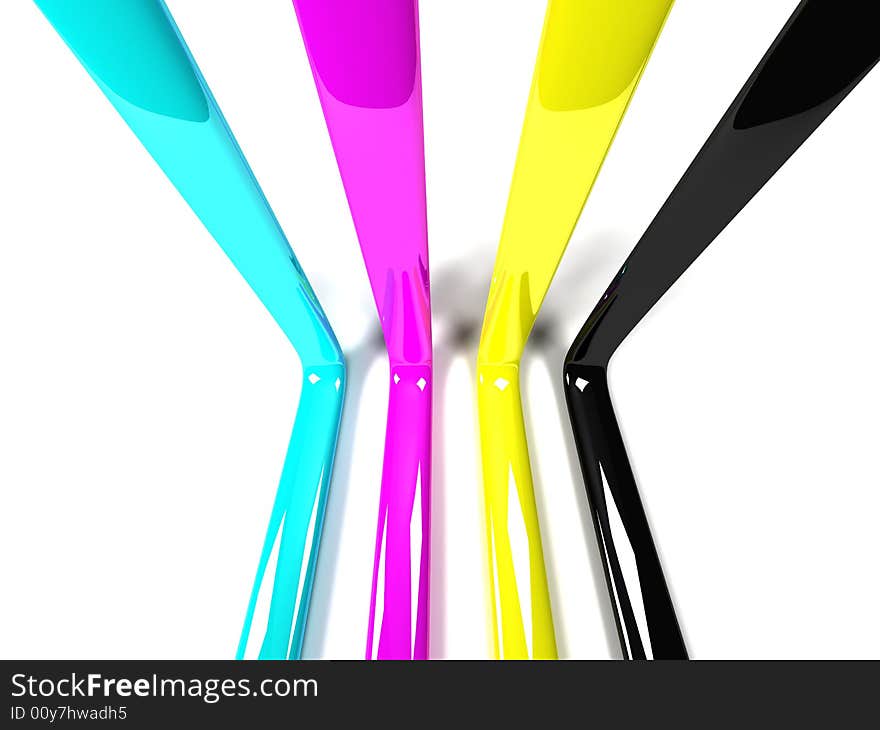 3D Abstract background with Cyan Magenta Yellow blacK