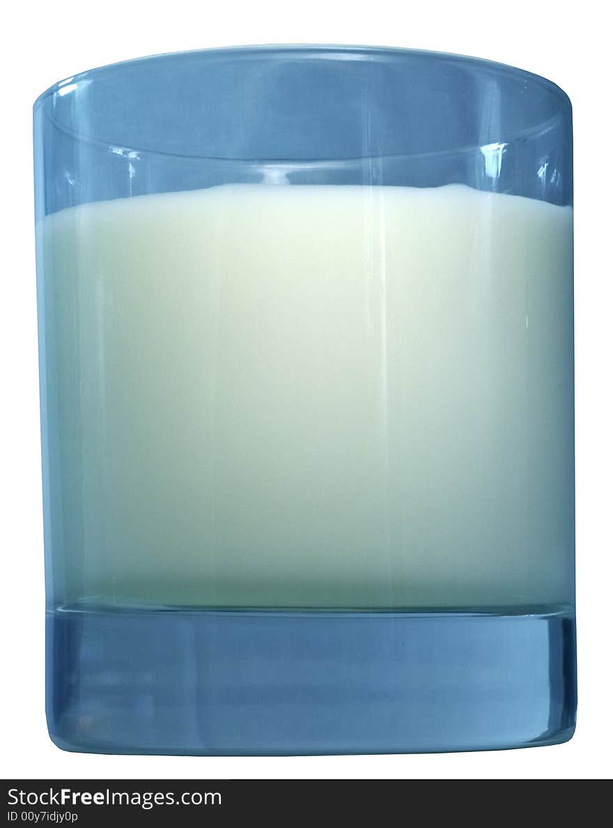 Transparent glass with a white liquid