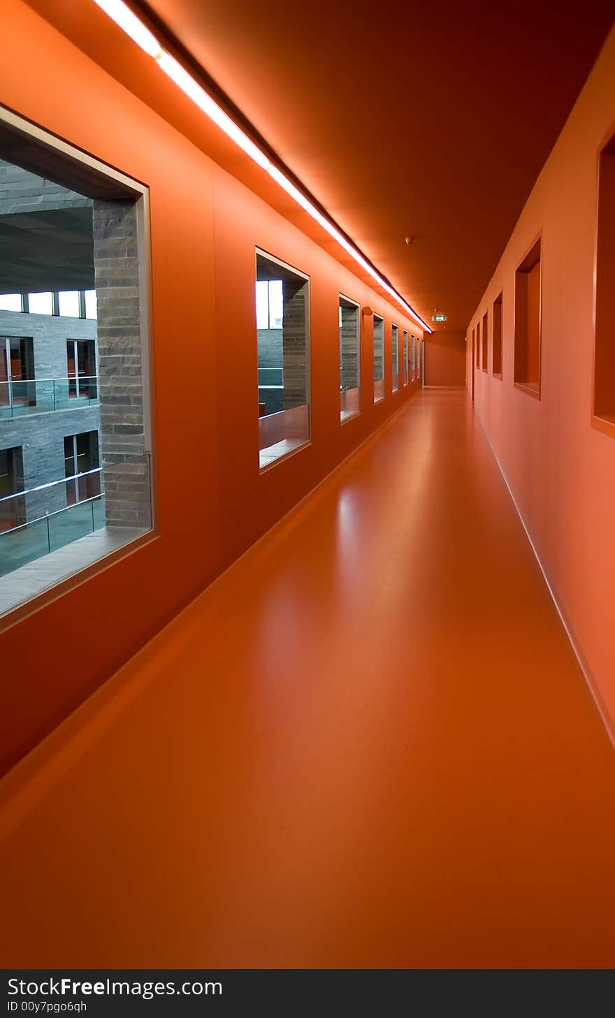 Modern design interior of corridor in red. Modern design interior of corridor in red