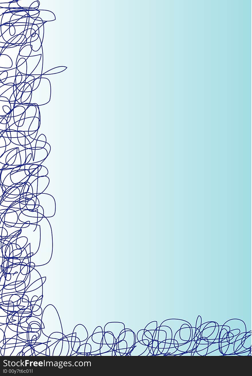 Blue gradient background with blue scribble lines left and in the bottom. Available as Illustrator-file. Blue gradient background with blue scribble lines left and in the bottom. Available as Illustrator-file