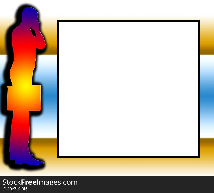 A outline of a business man, with a blank frame space that you put your own text or images into. It would make a good business concept image. A outline of a business man, with a blank frame space that you put your own text or images into. It would make a good business concept image.