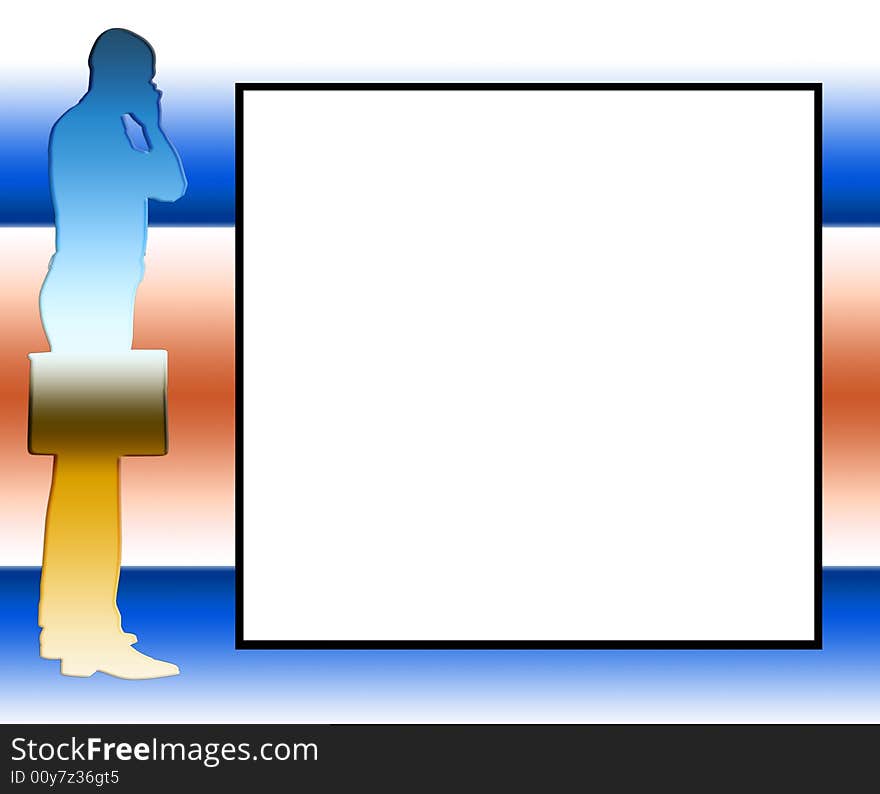 A outline of a business man, with a blank frame space that you put your own text or images into. It would make a good business concept image. A outline of a business man, with a blank frame space that you put your own text or images into. It would make a good business concept image.