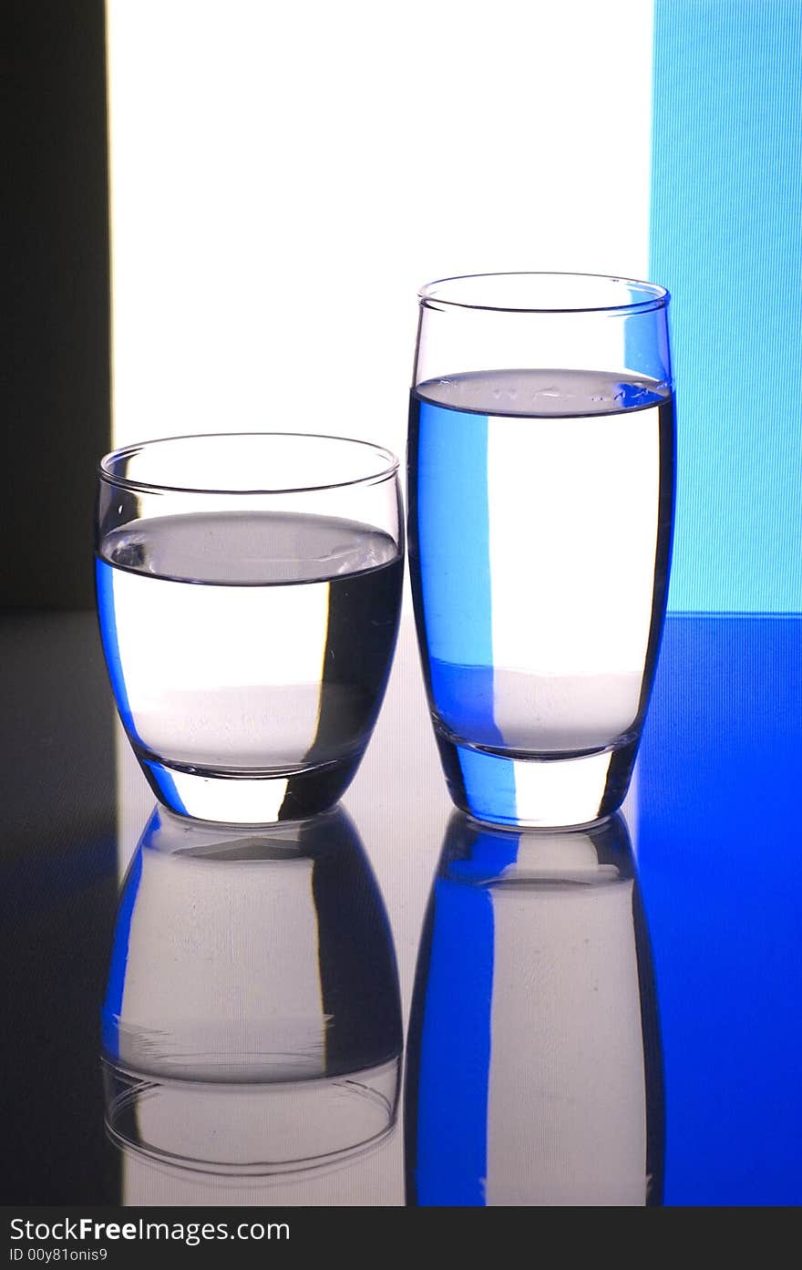 Glasses with water with background