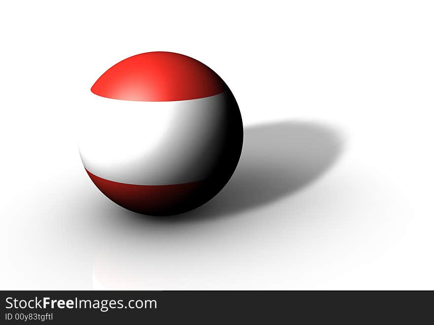 3d illustration of sphere with flag. 3d illustration of sphere with flag