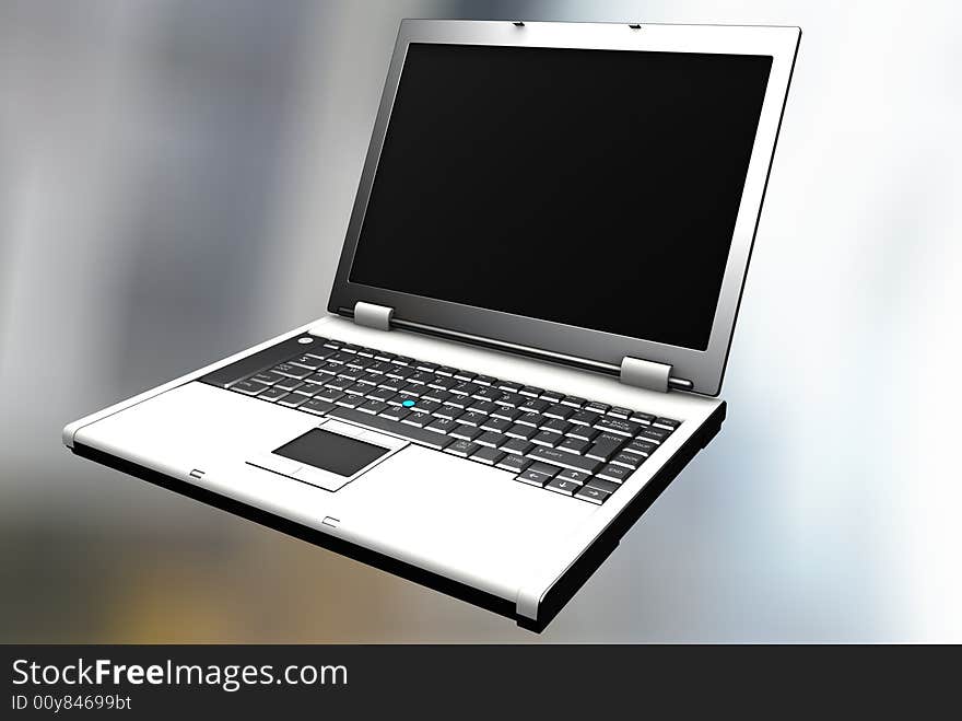 A 3d illustration of an Open Laptop. A 3d illustration of an Open Laptop