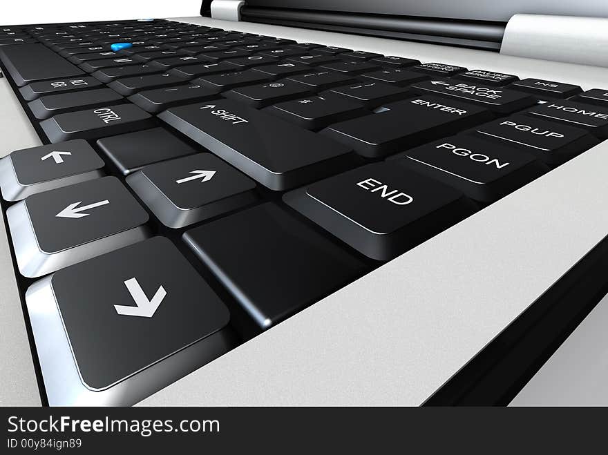 3d rendering of a laptop keyboard. 3d rendering of a laptop keyboard