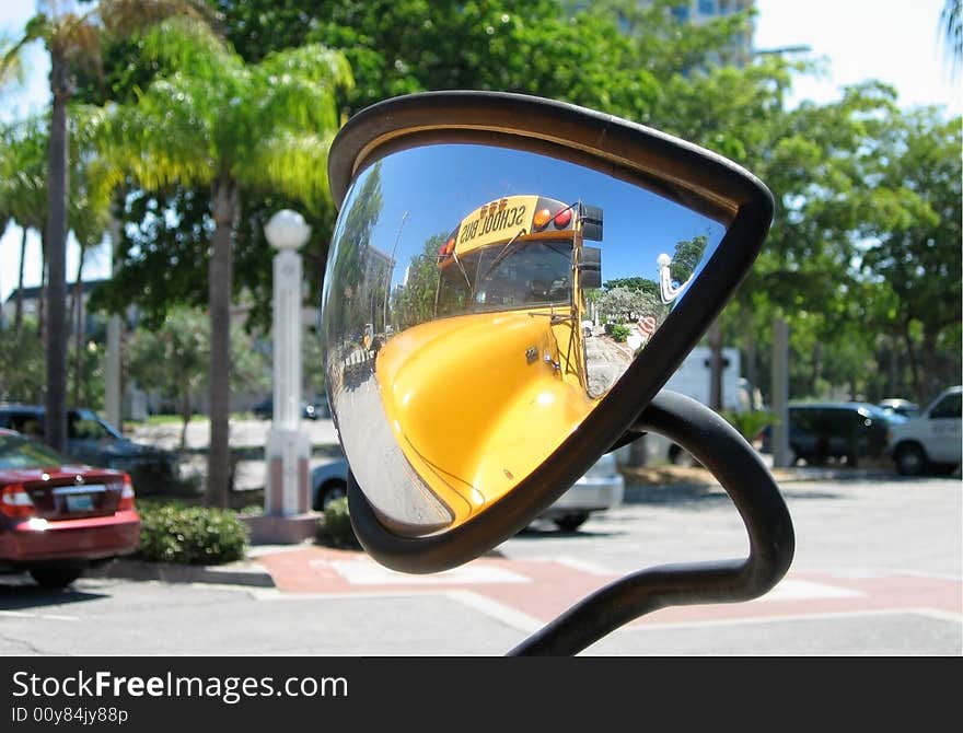 Abstract reflection of American School Bus