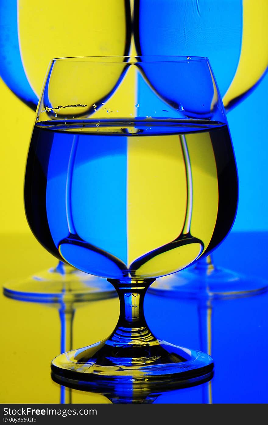 Glasses with water with background