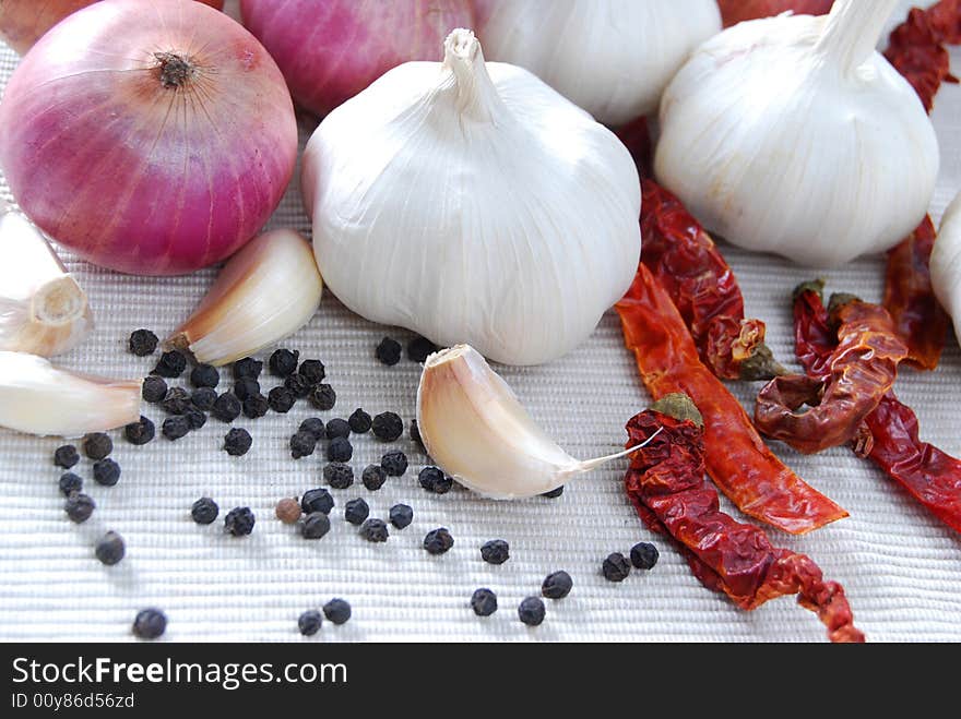 A Group of Garlic and Onion. A Group of Garlic and Onion