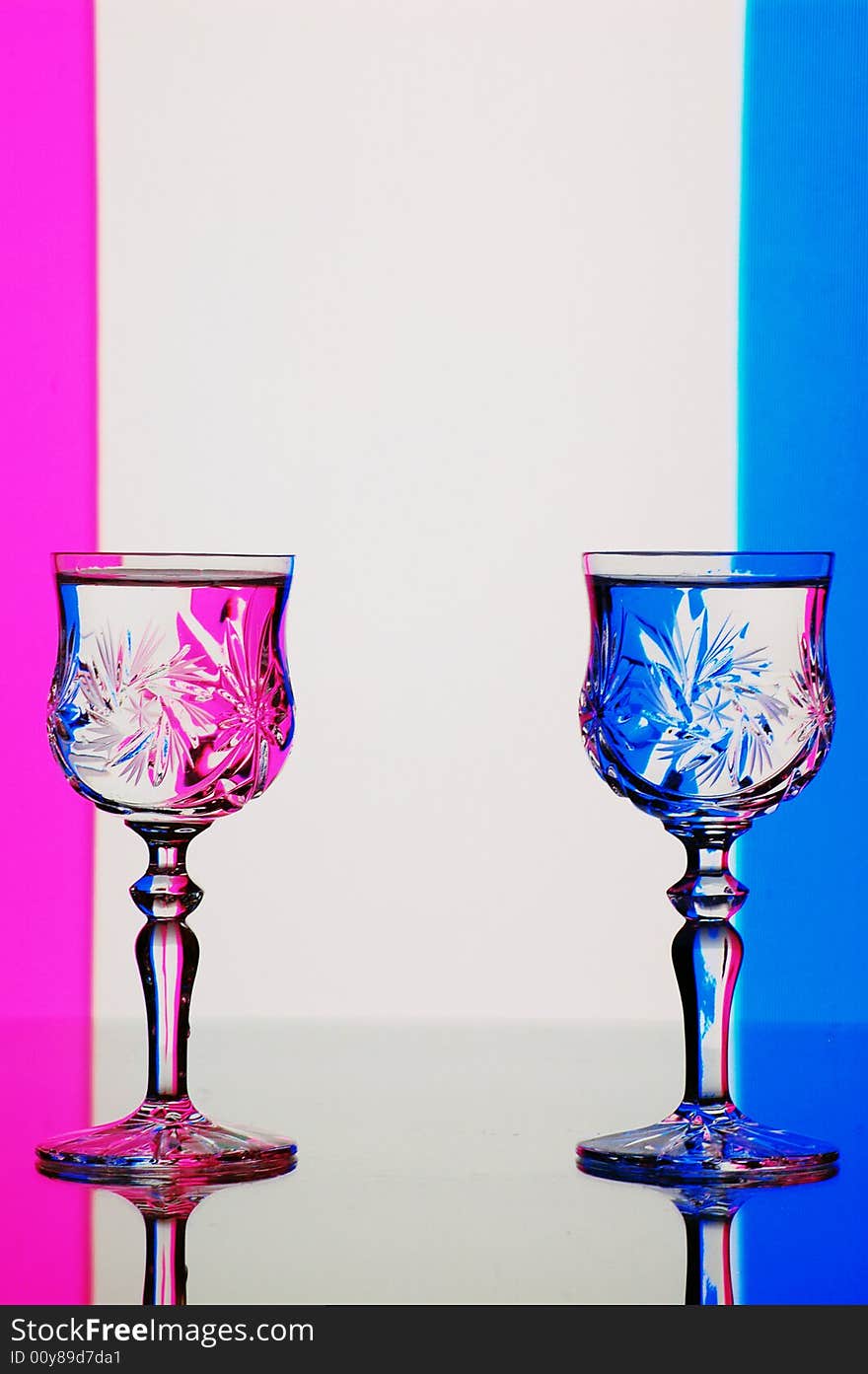 Glasses with water with background