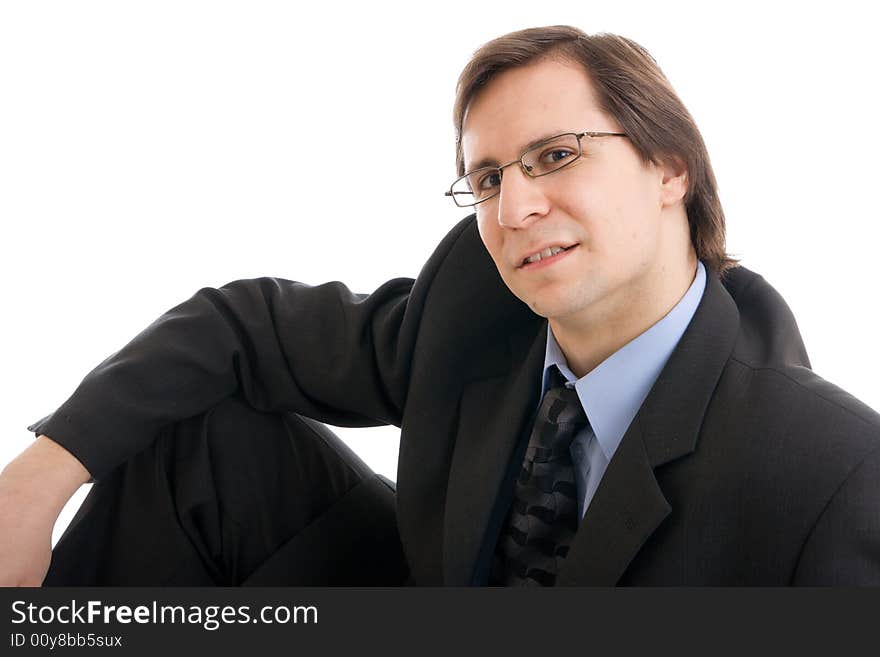 The man in a suit isolated on a white background