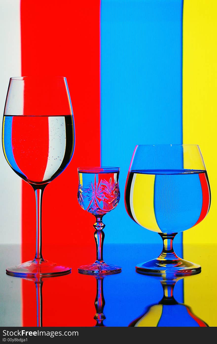 Glasses with water with background