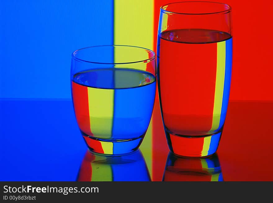 Glasses with water with background