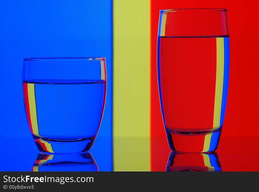 Glasses with water with background