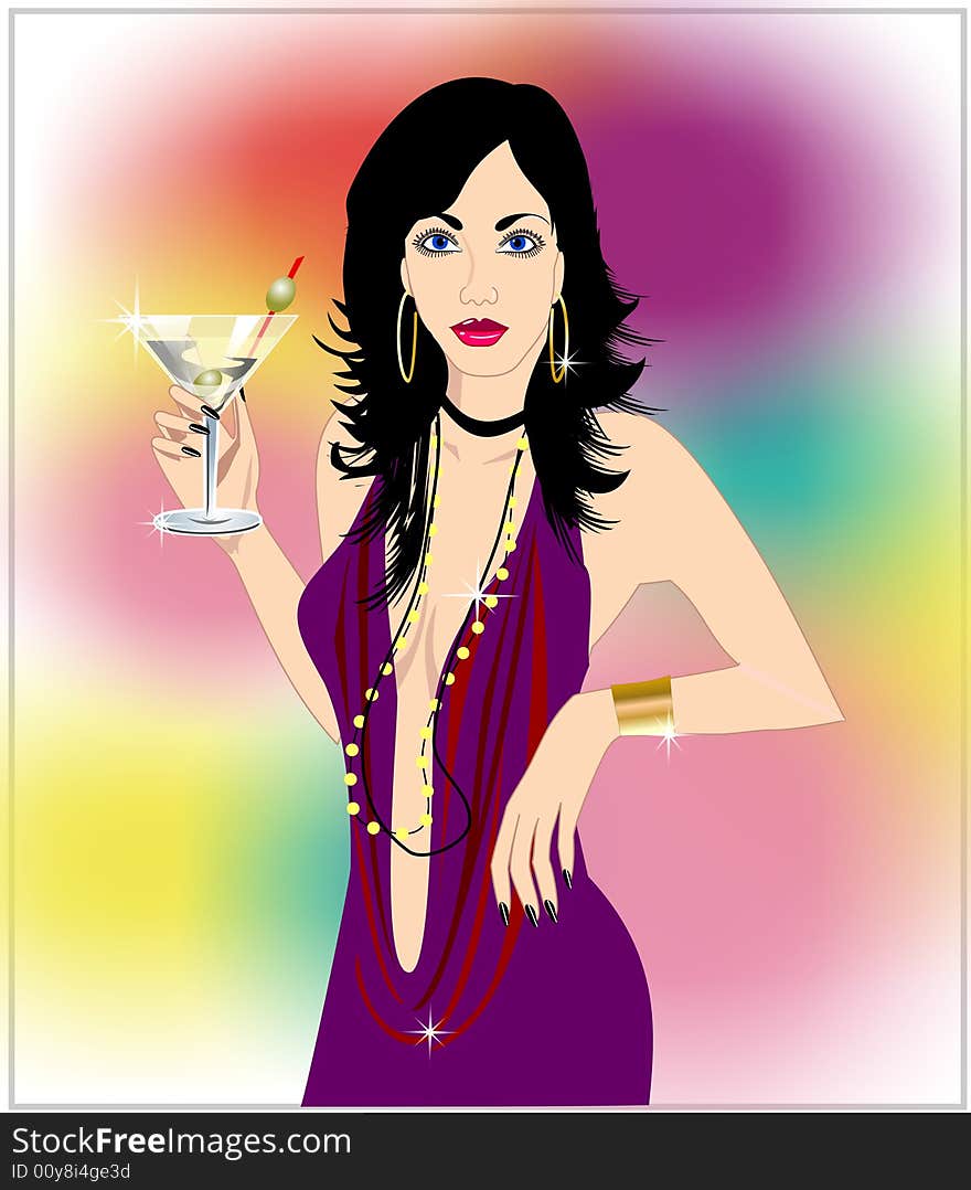 Beautiful woman with martini glass, drink in the bar. Beautiful woman with martini glass, drink in the bar.