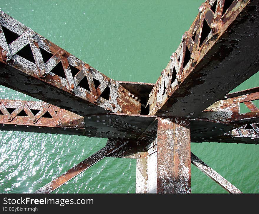 Rusty train tressel over Lake Fontana in western NC. Rusty train tressel over Lake Fontana in western NC