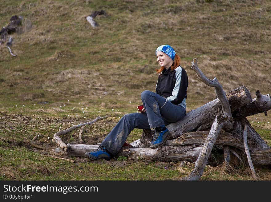 Active woman having rest