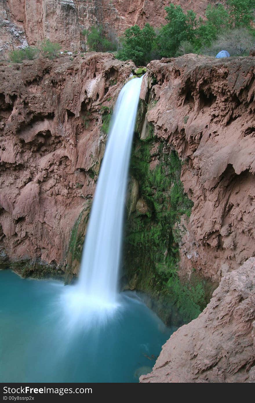 Mooney Falls located on the Havasupai Indian Reservation. Arizona. America.