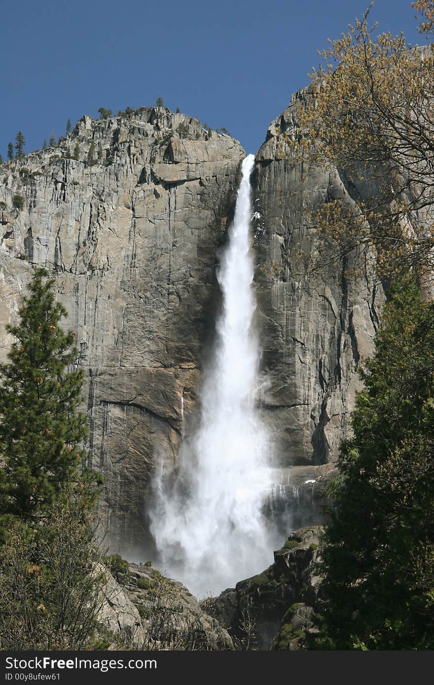 Famous natural landmark Yosemite fall. Yosemite national park. California. USA