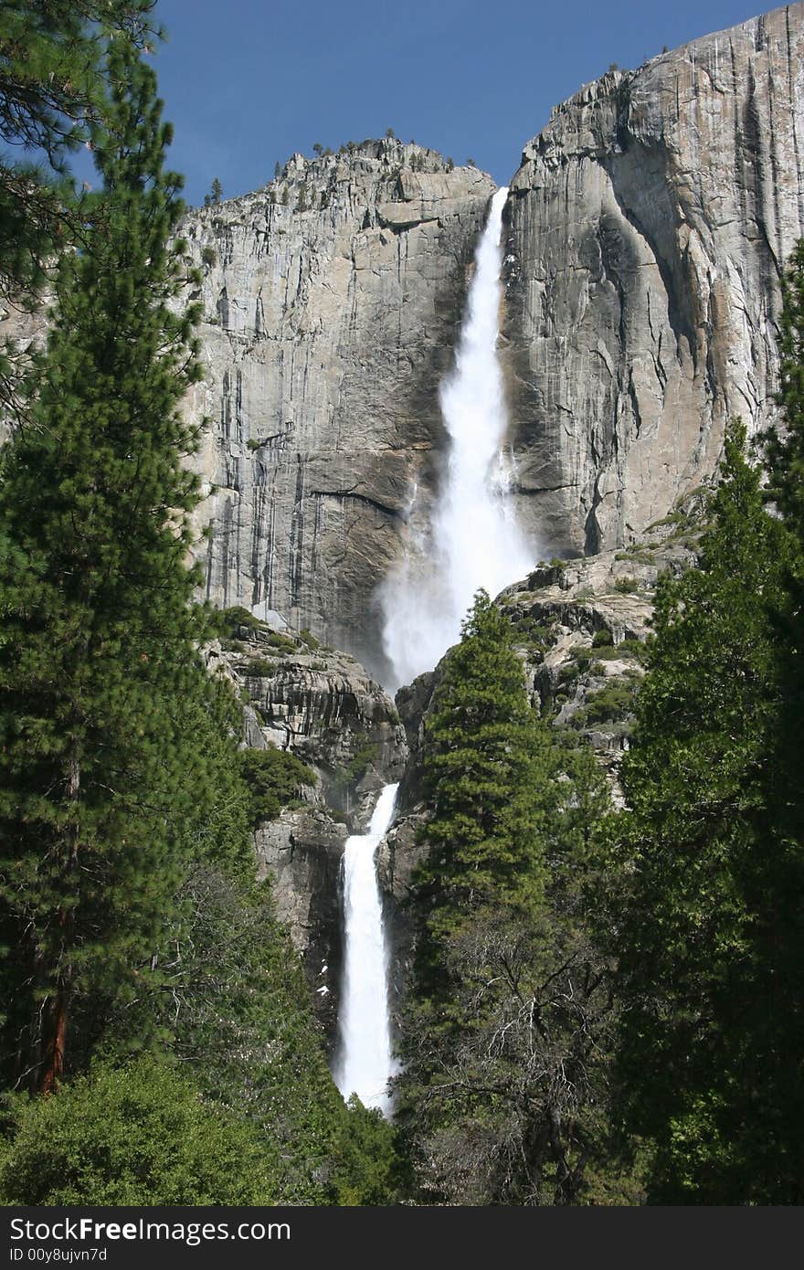 Famous natural landmark Yosemite fall. Yosemite national park. California. USA