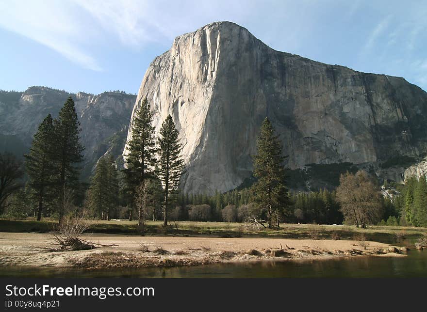 Famous natural landmark destination El Capitan, one of the magnificent mountains in Yosemite. Yosemite national park. California. USA. Famous natural landmark destination El Capitan, one of the magnificent mountains in Yosemite. Yosemite national park. California. USA