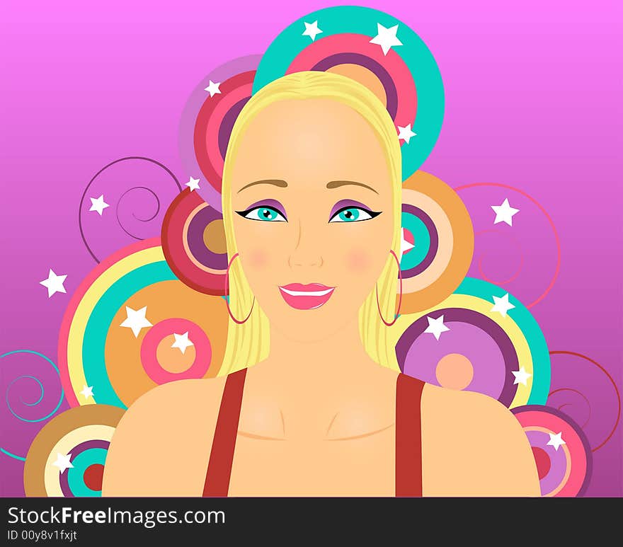 A blonde on color background