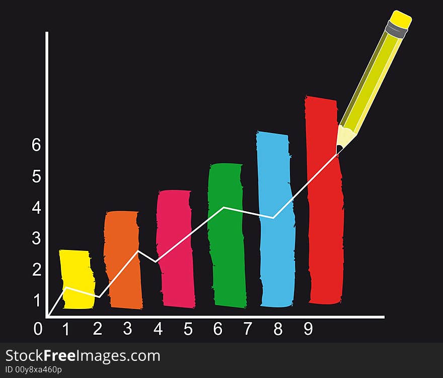 Financial graph illustration on black background. Financial graph illustration on black background