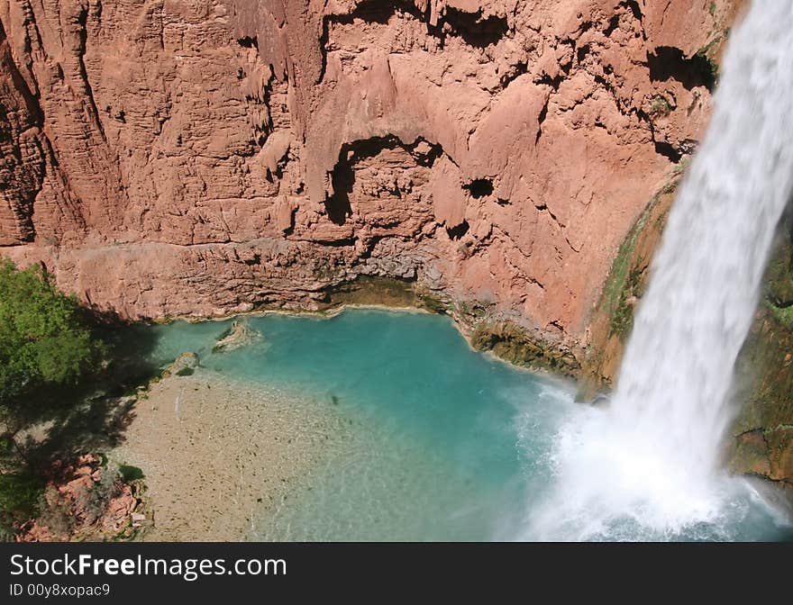 Mooney Falls located on the Havasupai Indian Reserve. Arizona. USA