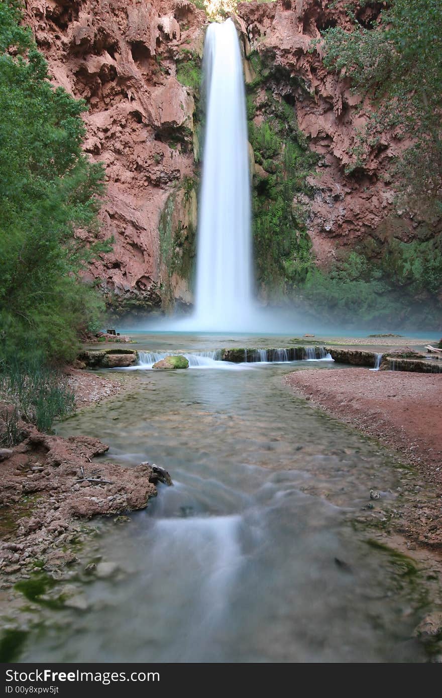 Mooney Falls located on the Havasupai Indian Reserve. Arizona. USA