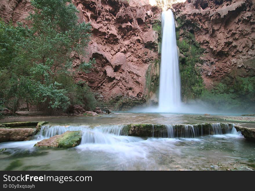 Mooney Falls located on the Havasupai Indian Reserve. Arizona. USA