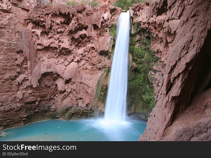 Mooney Falls located on the Havasupai Indian Reserve. Arizona. USA