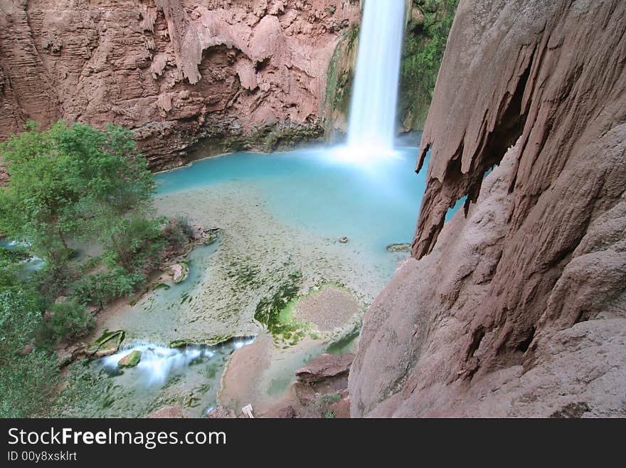 Mooney Falls located on the Havasupai Indian Reserve. Arizona. USA