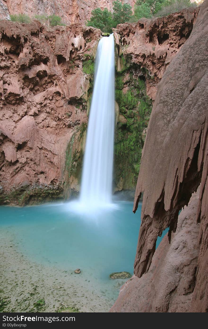 Mooney Falls located on the Havasupai Indian Reserve. Arizona. USA