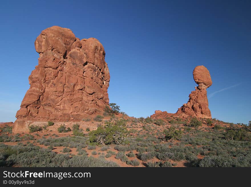 Famous natural landmark Balanced Rock. Arches national park. Utah. USA