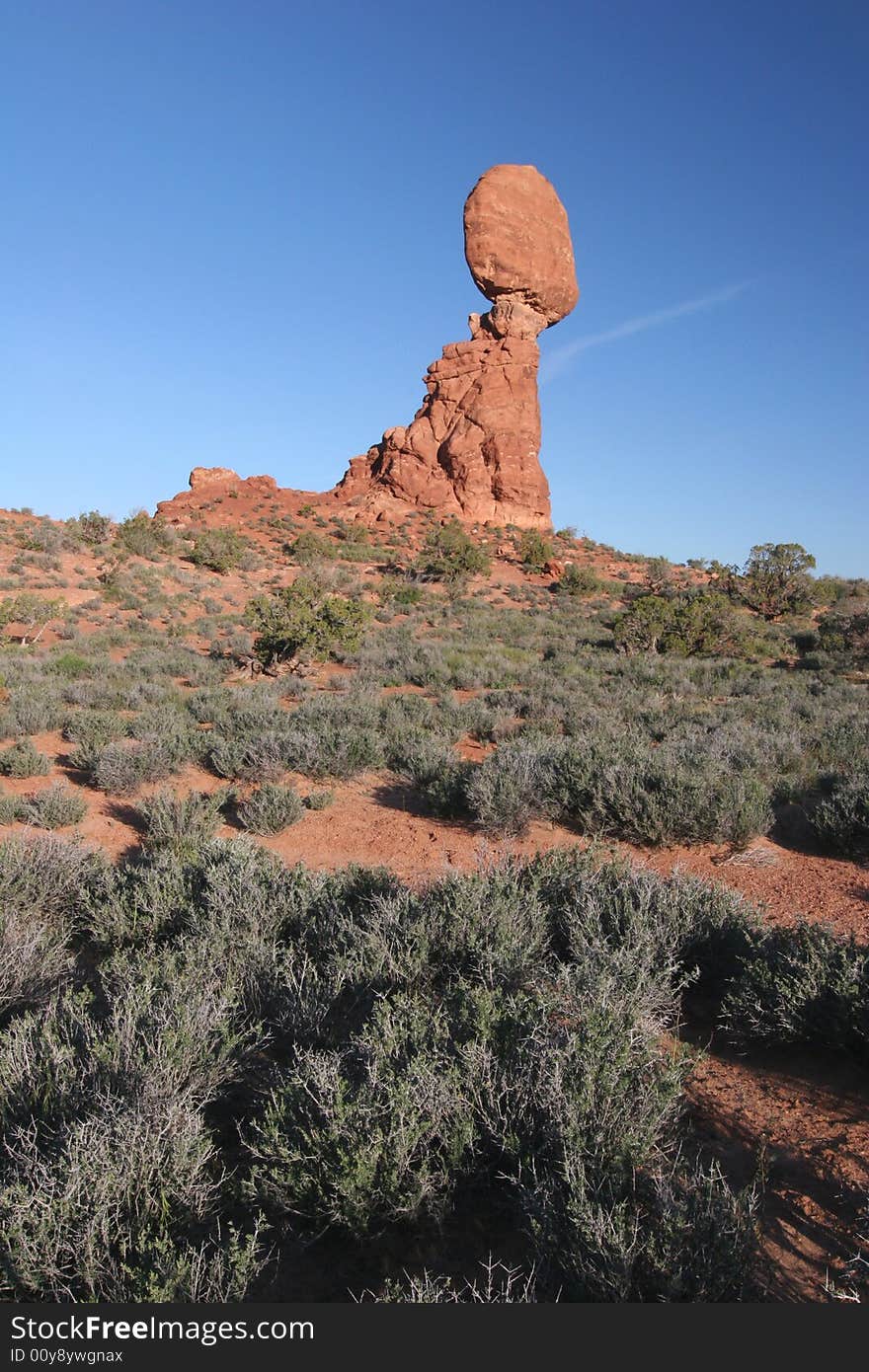 Famous natural landmark Balanced Rock. Arches national park. Utah. USA