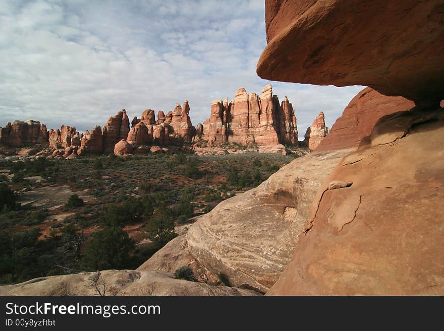 High angle view over the famous natural landmark Canyonlands national park. Utah. USA