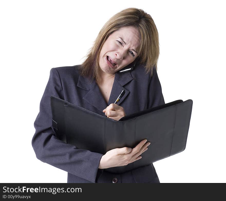 Stressed Businesswoman crying from being overworked