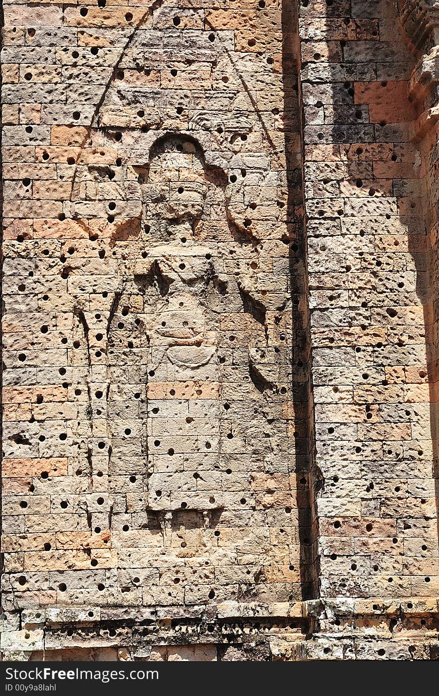 The East Mebon temple is situated in the ancient city of Angkor in Cambodia. The construction in the style of Pre-Rup from the 10th century was ordered by the king Rajendravarman. The East Mebon temple is situated in the ancient city of Angkor in Cambodia. The construction in the style of Pre-Rup from the 10th century was ordered by the king Rajendravarman.