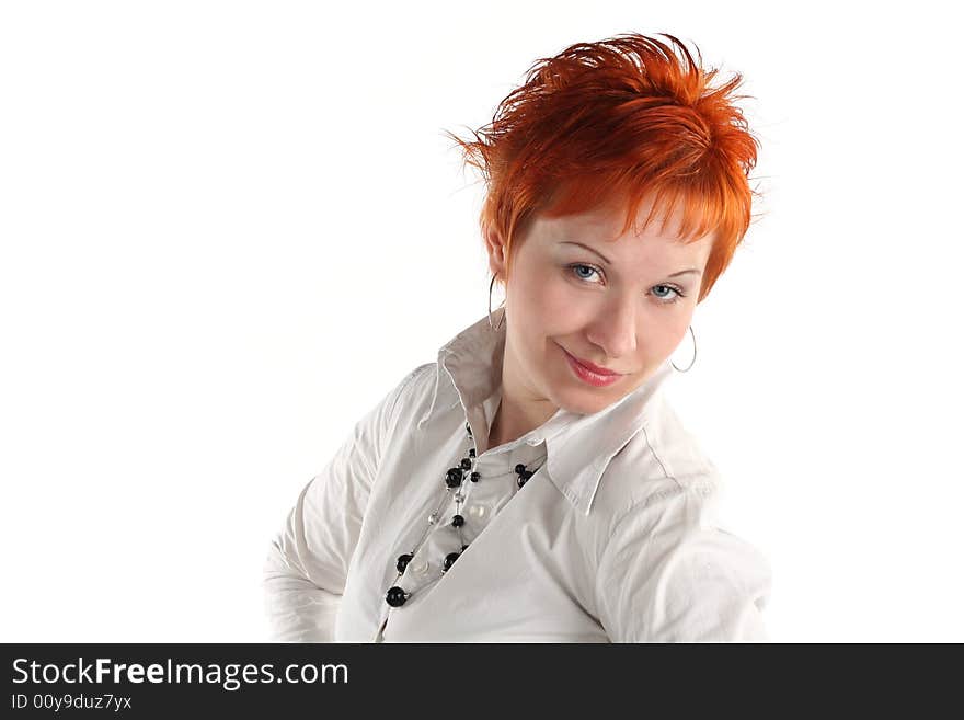 Serious business woman isolated on white background