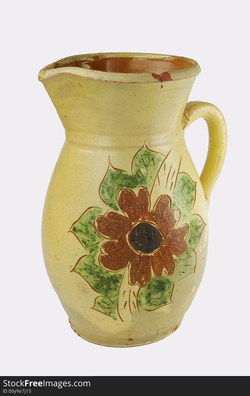 Ceramic pot with flower painting